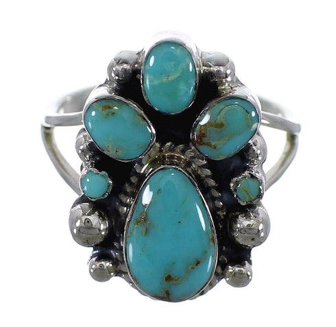 Southwestern Turquoise Sterling Silver Ring Size 5-3/4 RX60427